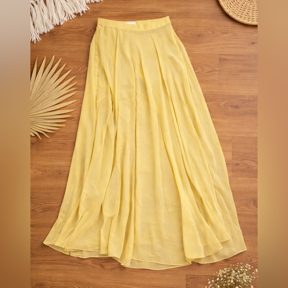 Yellow Maxi Skirt - Lightweight Flowing A-Line